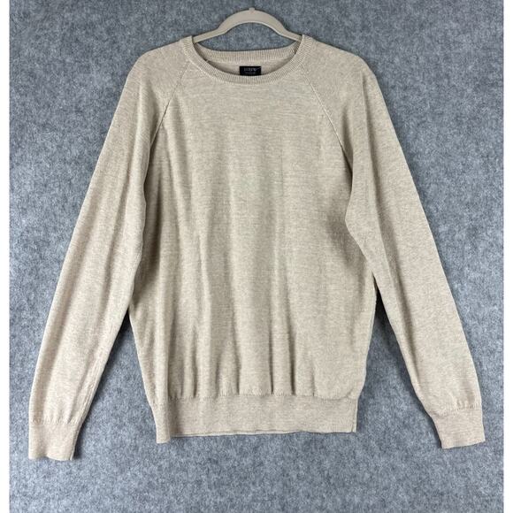 J. Crew Factory Other - J Crew Raglan Budded Crewneck Sweater Mens Medium Beige Cotton Knit Preppy NEW